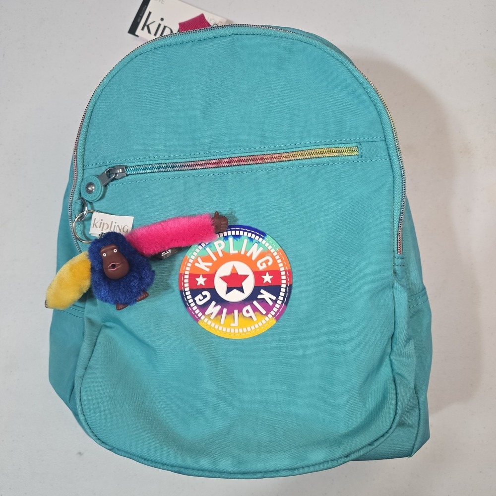 Kipling Challenger 2SS Nylon Backpack, Super Blue Rainbow KIA816‎ w/ Monkey